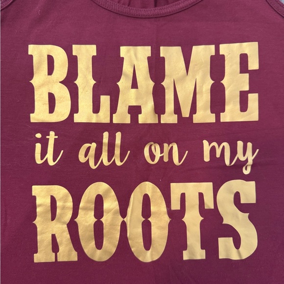 🤠Bella Canvas Burgundy Racerback Tank - “Blame it All on my Roots” - Size Small - Picture 3 of 7